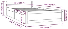 Πλαίσιο Κρεβατιού με Συρτάρια Λευκό 90 x 200 εκ. - Λευκό