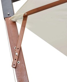 vidaXL Ομπρέλα Κρεμαστή Λευκή 350 εκ. με Ξύλινο Ιστό