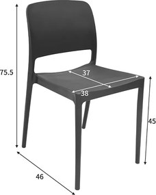 Καρέκλα Fenxy pakoworld pp σε μαύρη απόχρωση 38x42x77εκ