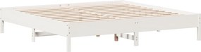 vidaXL Σκελετός Κρεβ. Χωρίς Στρώμα Λευκό 200x200 εκ Μασίφ Πεύκο