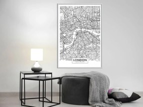 Αφίσα - City Map: London - 20x30 - Μαύρο - Χωρίς πασπαρτού