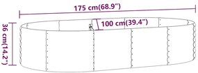 vidaXL Ζαρντινιέρα Ανθρακί 175x100x36εκ Γαλβανισμένος χάλυβας