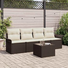 vidaXL Σετ Καναπέ Κήπου με μαξιλάρι 5 pcs Καφέ, Κρέμα 55 x 55 x 37 εκ