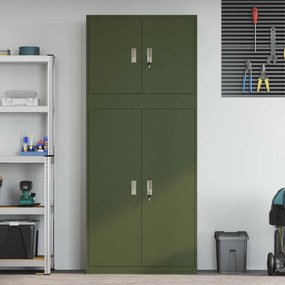 vidaXL Ντουλάπι αποθήκευσης 2 τμχ. Λαδί 90 x 40 x 210 εκ Ατσάλι