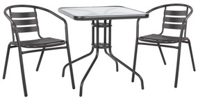 Σετ Κήπου Τραπεζαρία HM10469 3 τεμ Γκρί με Τραπέζι Figo 70x70x72 εκ. &amp; 2 Καρέκλες Laura