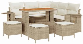 vidaXL Σετ Καναπέ Κήπου με μαξιλάρι με αποθήκευση 9 pcs μπεζ και κρεμ