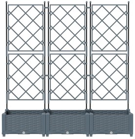 vidaXL Γλάστρα κήπου με πλέγμα 3 pcs Ανοιχτό Γκρι 120x40x125.5 εκ.
