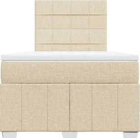 vidaXL Κρεβάτι Boxspring με Στρώμα Κρεμ 120x190 εκ. Υφασμάτινο