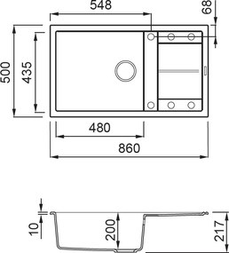 Elleci Unico 410 - Νεροχύτης Κουζίνας Γρανίτη 86x50 - Titanium
