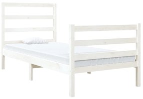 vidaXL Πλαίσιο Κρεβατιού Λευκό 90x190 εκ. Μασίφ Ξύλο Πεύκου 3FT Single