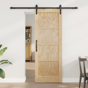vidaXL Συρόμενη Πόρτα με Σετ Εξαρτημάτων 73.5x198.5 εκ. Μασίφ Ξύλο Πεύκου
