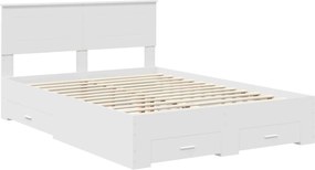 vidaXL Σκελετός Κρεβατιού Λευκό 140 x 190 cm Επεξεργασμένο ξύλο