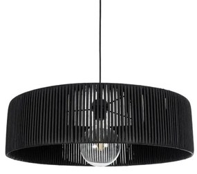 KYCLOS 203-0046 Boho Κρεμαστό Φωτιστικό Καπέλο Μονόφωτο 1 x E27 IP20 Μαύρο Rattan-M55 x Π55 x Υ20cm Globostar 203-0046 Μαύρο