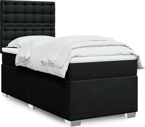 vidaXL Κρεβάτι Boxspring με Στρώμα Μαύρο 100 x 200 εκ. Υφασμάτινο