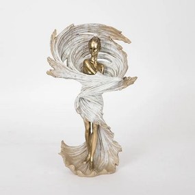 Διακοσμητική Φιγούρα Γυναίκα 752-27106 17x9x27,5cm Ivory-Gold Estheti Home Polyresin