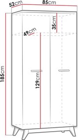Ντουλάπα Sven - 85.00Χ52.00Χ185.00cm