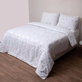 Σεντόνια 2547 Φανελένια (Σετ 4τμχ) White-Pink Viopros Queen Size 230x275cm 100% Cotton