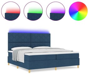 vidaXL Κρεβάτι με ελατήρια με στρώμα Μπλε 200 x 200 cm ύφασμα