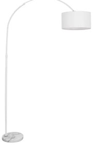 01588 GloboStar® IMPERIAL 01588 Μοντέρνο Επιδαπέδιο Φωτιστικό Μονόφωτο 1 x E27 IP20 Λευκό Μέταλλο, Λευκό Ύφασμα με Γκρι Μάρμαρο - Μ34 x Π34 x Υ172cm