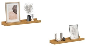 vidaXL Ράφι Τοίχου με ράφι 2 pcs Μπεζ 40 x 9 x 3 cm Επεξεργασμένο ξύλο