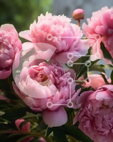 Intra Συλλεκτικό Ξύλινο Παζλ Plywood 4mm - Μπουκέτο με ροζ παιώνιες και διάφορα λουλούδια Σε Ξύλινο Κουτί - Διαστάσεις: 10x10 cm – 25 κομμάτια