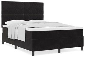 vidaXL κρεβάτι Box Spring με στρώμα  Μαύρο 140x200 εκ Βελούδο
