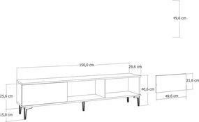 Stewehome Έπιπλο τηλεόρασης με ντουλάπι 150x30x41 cm