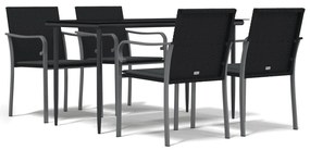 vidaXL Σετ Τραπεζαρίας Κήπου 5 τεμ. Συνθ. Ρατάν / Ατσάλι με Μαξιλάρια