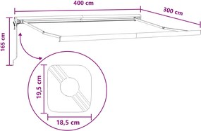 vidaXL Αντιανεμικό Άμμος 400 x 300 εκ Πολυεστέρας και Αλουμίνιο