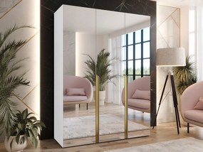 Ντουλάπα Mila II-Λευκό - Χρυσό-Μήκος: 150εκ