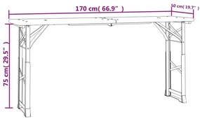 Τραπέζι Μπύρας Πτυσσόμενο 170x50x75/105 εκ. Μασίφ Ξύλο Ελάτης - Καφέ