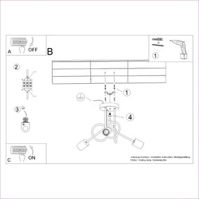 Φωτιστικό οροφής EMBER 3 /χάλυβας/ξύλο/3xmax 15W LED