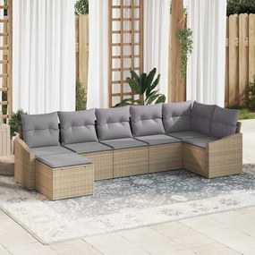 vidaXL Σετ γκαρντίνων 7 τεμαχίων με μαξιλάρια μπεζ.