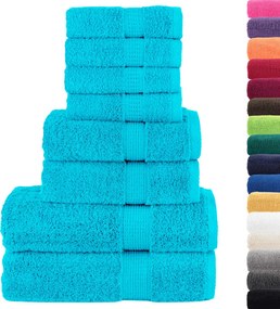 vidaXL Πετσέτες Premium Σετ 8 Τεμ. SOLUND Τιρκουάζ 600 γρ/μ²