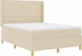 VidaXL Κρεβάτι με ελατήρια με στρώμα Κρεμ 140 x 190 cm ύφασμα