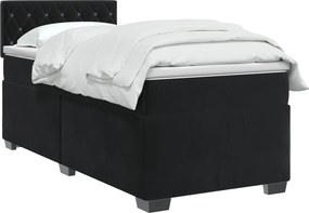 vidaXL Κρεβάτι Box Spring με Στρώμα και LED Μαύρο 90 x 190 cm Βελούδο