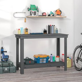 vidaXL Πάγκος Εργασίας Γκρι 110x50x80 εκ. από Μασίφ Ξύλο Πεύκου
