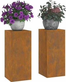 vidaXL Βάση φυτών 2 pcs Σκ rusty 24 x 24 x 55 εκ.
