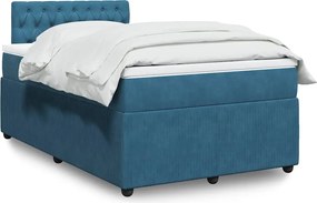 vidaXL Κρεβάτι Boxspring με Στρώμα Μπλε 120x190 εκ. Βελούδινο