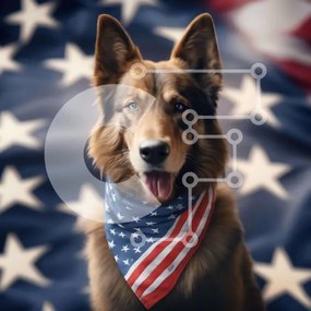 Intra Συλλεκτικό Ξύλινο Παζλ Plywood  4mm - Happy Dog με American Flag Bandana Σε Ξύλινο Κουτί - Διαστάσεις: 10x10 cm – 25 κομμάτια