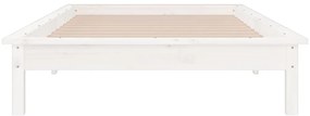 vidaXL Πλαίσιο Κρεβατιού LED Λευκό 90 x 190 εκ. Μονό Μασίφ Ξύλο