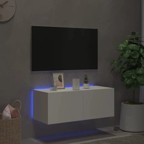 vidaXL Έπιπλο Τοίχου Τηλεόρασης με LED Λευκό 80x35x31 εκ.