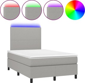 vidaXL Κρεβάτι Boxspring με Στρώμα &amp; LED Αν.Γκρι 120x190εκ. Υφασμάτινο