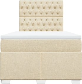 vidaXL Κρεβάτι Boxspring με Στρώμα Κρεμ 120x200 εκ. Υφασμάτινο
