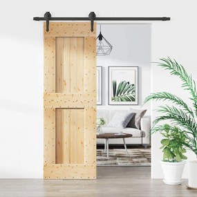 vidaXL Συρόμενη Πόρτα Φυσικό και Μαύρο 70 x 210 cm