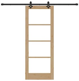 vidaXL Συρόμενη Πόρτα  με Σετ Υλικών 78x202 εκ. Μασίφ Ξύλο Πεύκου