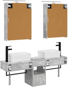 vidaXL Σετ Ντουλαπιών Μπάνιου 5 pcs Γκρι Σκυροδέματος