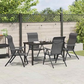 vidaXL Σέτ φαγητού για κήπο Ρυθμιζόμενο ύψος 5 pcs Γκρι Πολυ ράταν