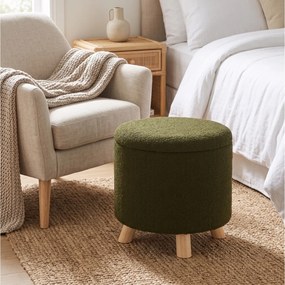 ΣΚΑΜΠΌ &amp; ΠΟΥΦ STORAGE STOOL TEDDY 40CM GREEN AAK400240