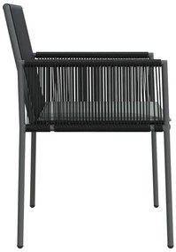 vidaXL Καρέκλες Κήπου 2 τεμ. Μαύρες 54x60,5x83,5 εκ Συνθ. Ρατάν/Μαξιλ.